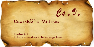 Csordás Vilmos névjegykártya